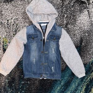 Children's Denim Jacket with Gray Hood